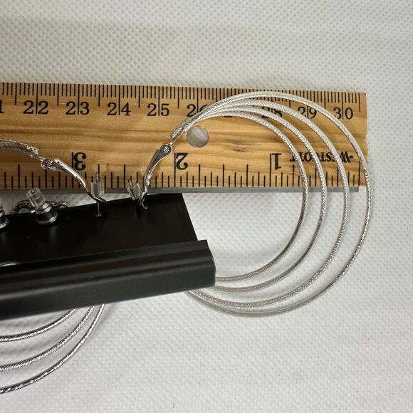 G by Gennaro Silver Tone Lot of Three Earrings Studs Hoops Drop Heart Fashion - Picture 6 of 8